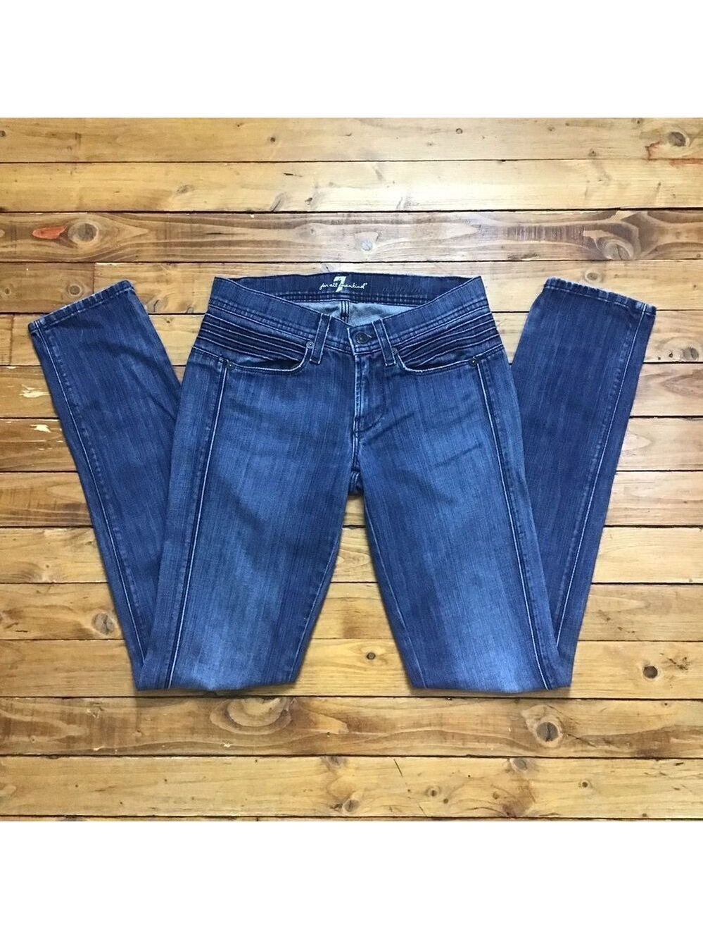 𝅺7famk Roxanne special design skinny to straight mid to low rise blue jeans 24